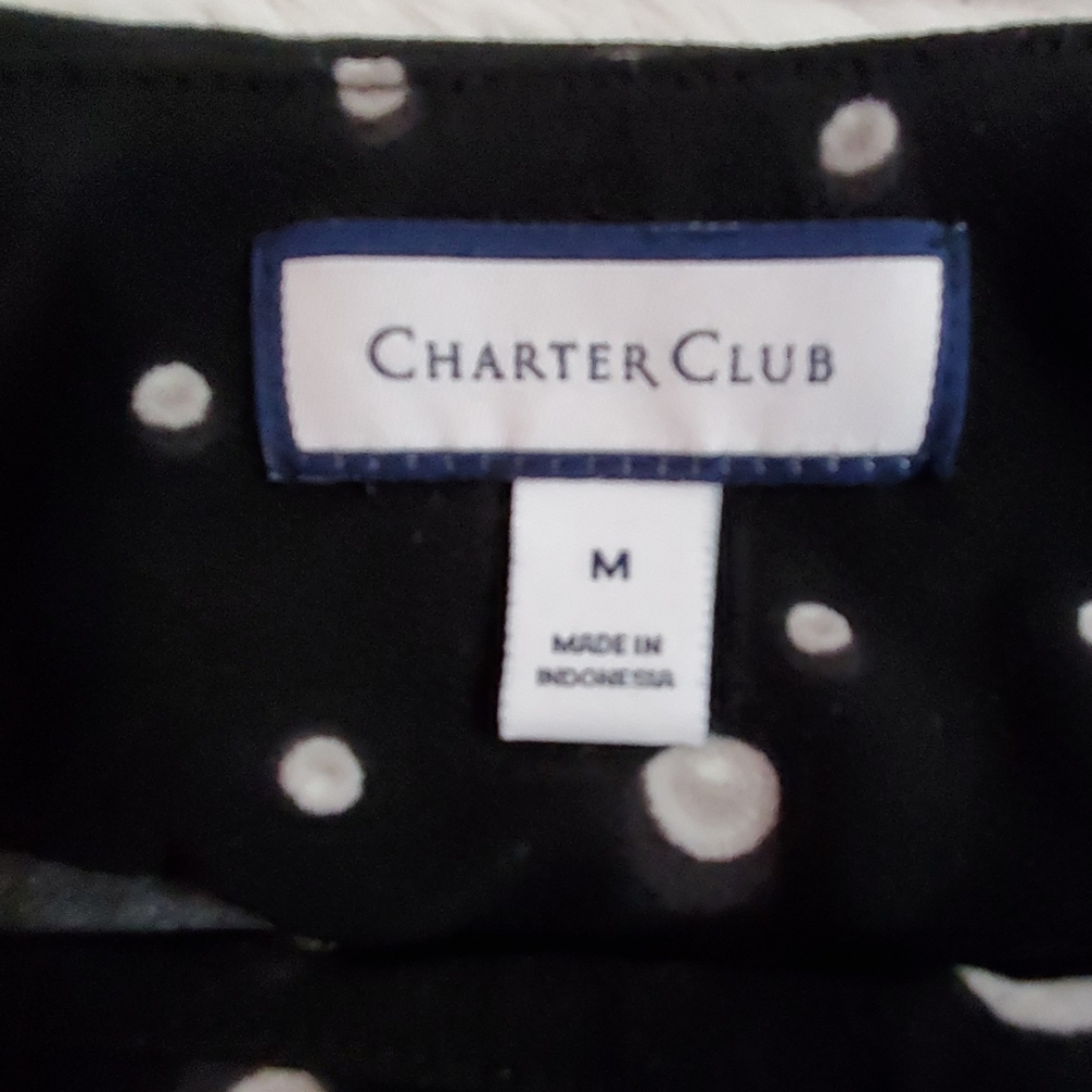 Charter Club black long sleeve gray and white circle print Med - Picture 5 of 6